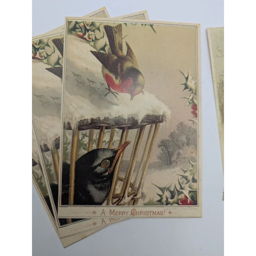 NOS Vintage 1970s Christmas Postcards Lot (8) Reproduction Antique Holiday Cards